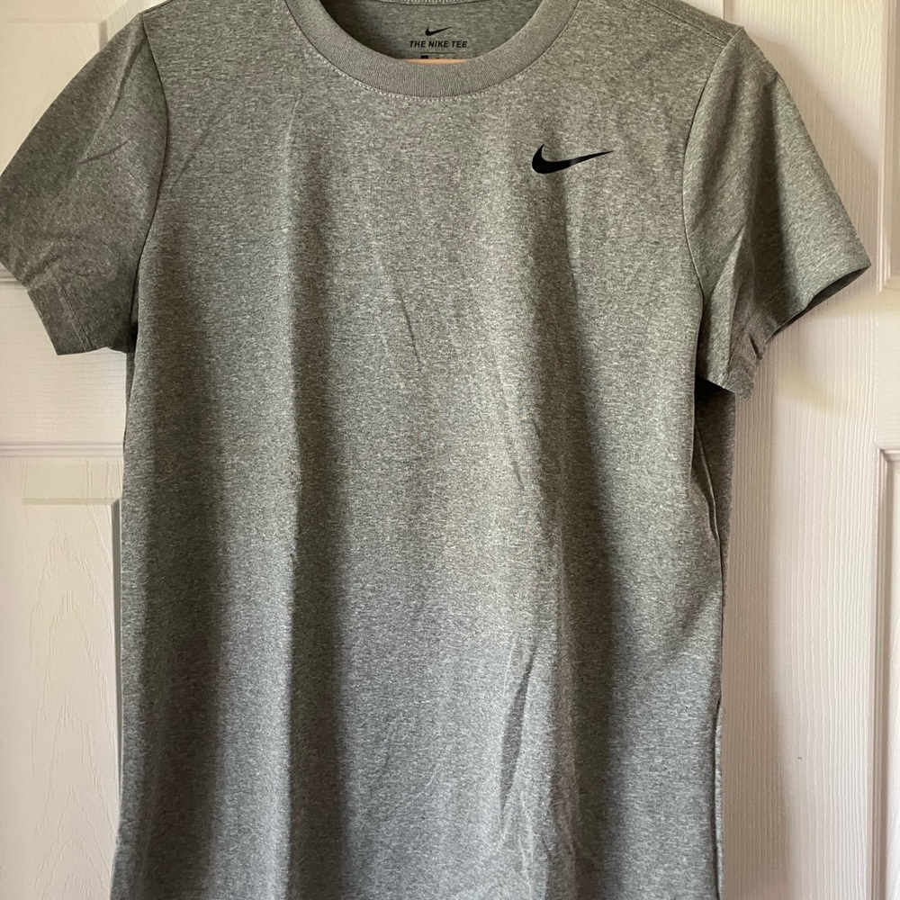 Nike Heather Gray Tee with Black Swoosh